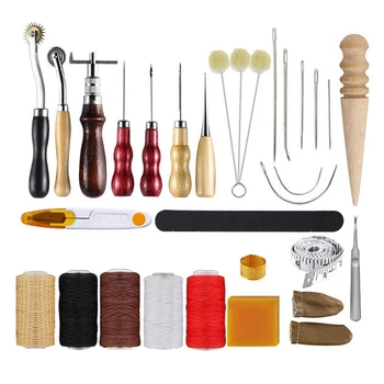 

Leather Crafting Tool Kit Hand Stitching Stitching Punching Carving Work Saddle Leather Crafting Accessories