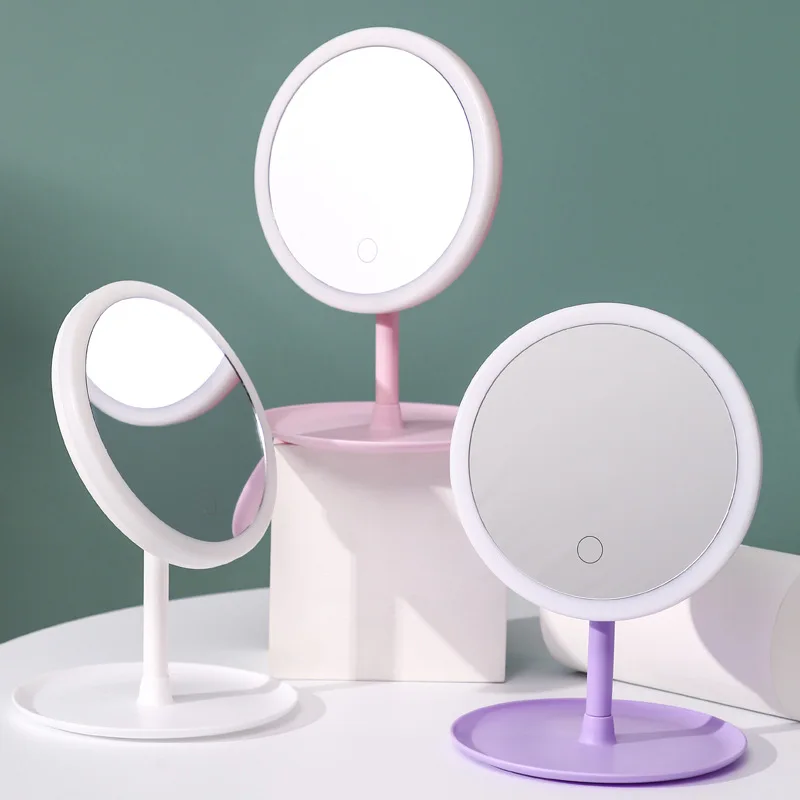 

Makeup Mirror 3-Color LED Lamp Dormitory Desktop Foldable Portable Smart Fill Light Illuminated Sensitive Touch Dimming