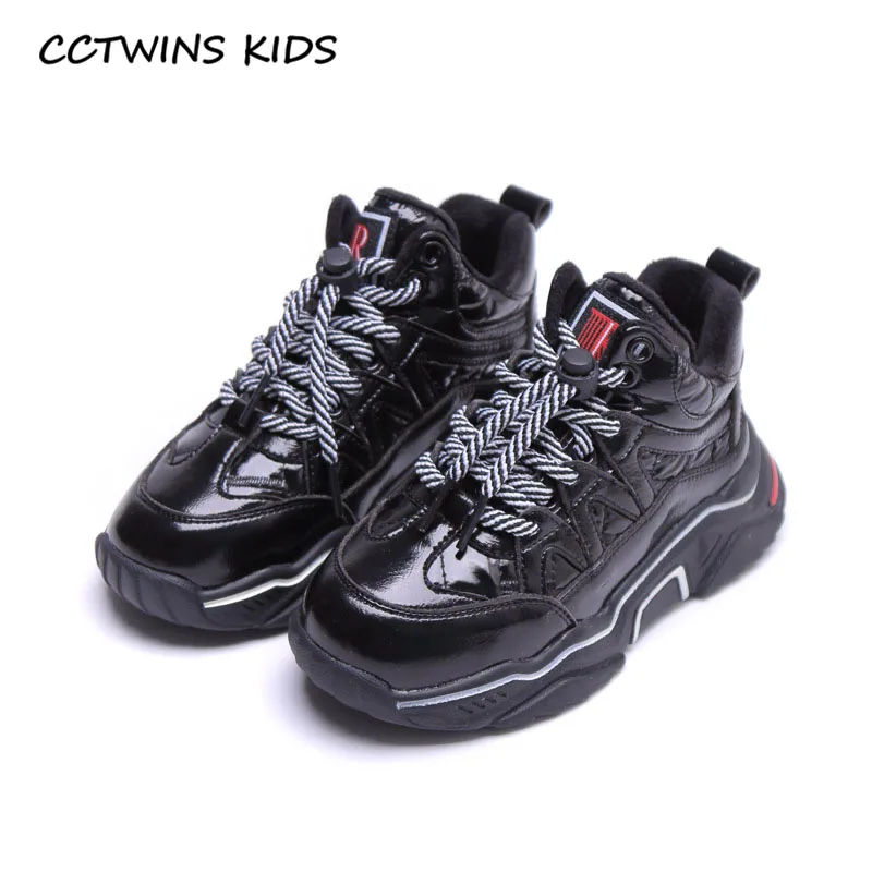 CCTWINS/детская обувь; коллекция года; зимняя обувь из искусственной кожи для маленьких девочек; Детские модные спортивные кроссовки для мальчиков; брендовые черные кроссовки; FS3164 - Цвет: Thin Black