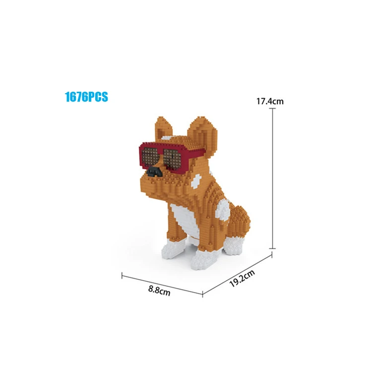 Милые домашние животные бульдог щенок нанокирпичи животные собака модель микро алмаз строительный блок образования игрушки для детей Подарки