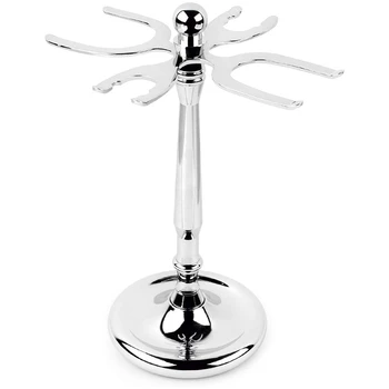 

4 Prong Chrome Razor and Brush Stand, Prolong the Life of Your Shaving Brush