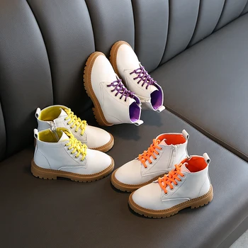 

Winter Children Boots Girls Leather Shoes Fashion Solid Color Lace Up Boys Martin Boots Anti-slip Kids Girls Snow Boots SP048