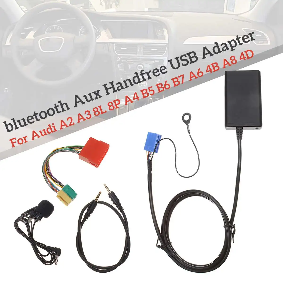 Interfaz de m/úsica para A3 A4 A6 TT R8 A8 Lamborghini Gallardo Adaptador Bluetooth para Coche para Audi A3 A4 A6 A8 TT R8 con navegaci/ón RNS-E Shine CD est/éreo AUX 32 Pines inal/ámbrico