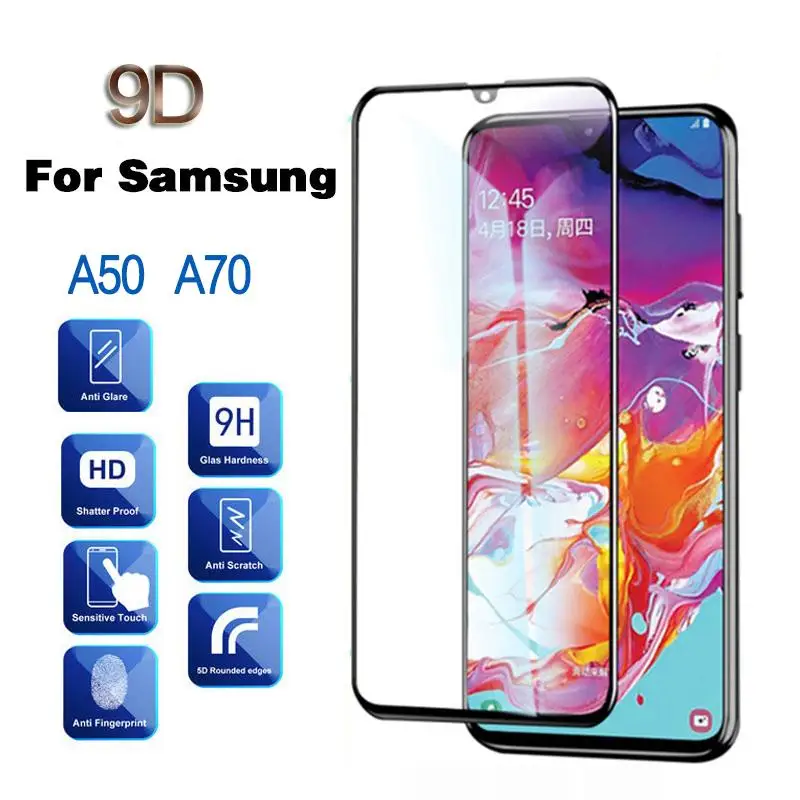 9D защитный Стекло Экран протектор для samsung Galaxy A70 A60 A50S A50 A10S M30S M30 A90 5G A80 A20E A9 закаленное Стекло