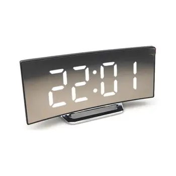 

Fashion Large Screen LED Mirror Clock Silent Alarm Clock Snooze Function Desk Table Clock Home Decoration 3 Color Can Choose