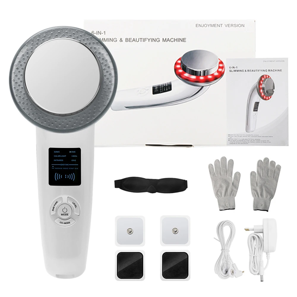 6 in 1 Body Shaping Machine EMS Weight Loss Massager for Stomach Fat Remover Device Face Arm Blue Red Light Skin Care | Красота и