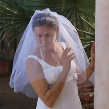 Реальные фото свадебная фата два слоя простой Фата+ расческа Элегантный Белый Кот Фата Пользовательские вуаль