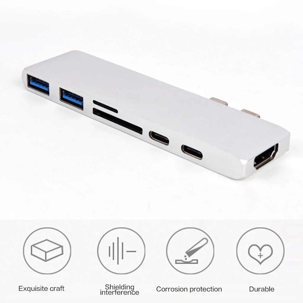 Переносной USB 3,1 type-C концентратор к HDMI адаптер 4K Thunderbolt 3 USB C концентратор с концентратором 3,0 TF считыватель SD карт слот PD для MacBook Pro/Air 2018