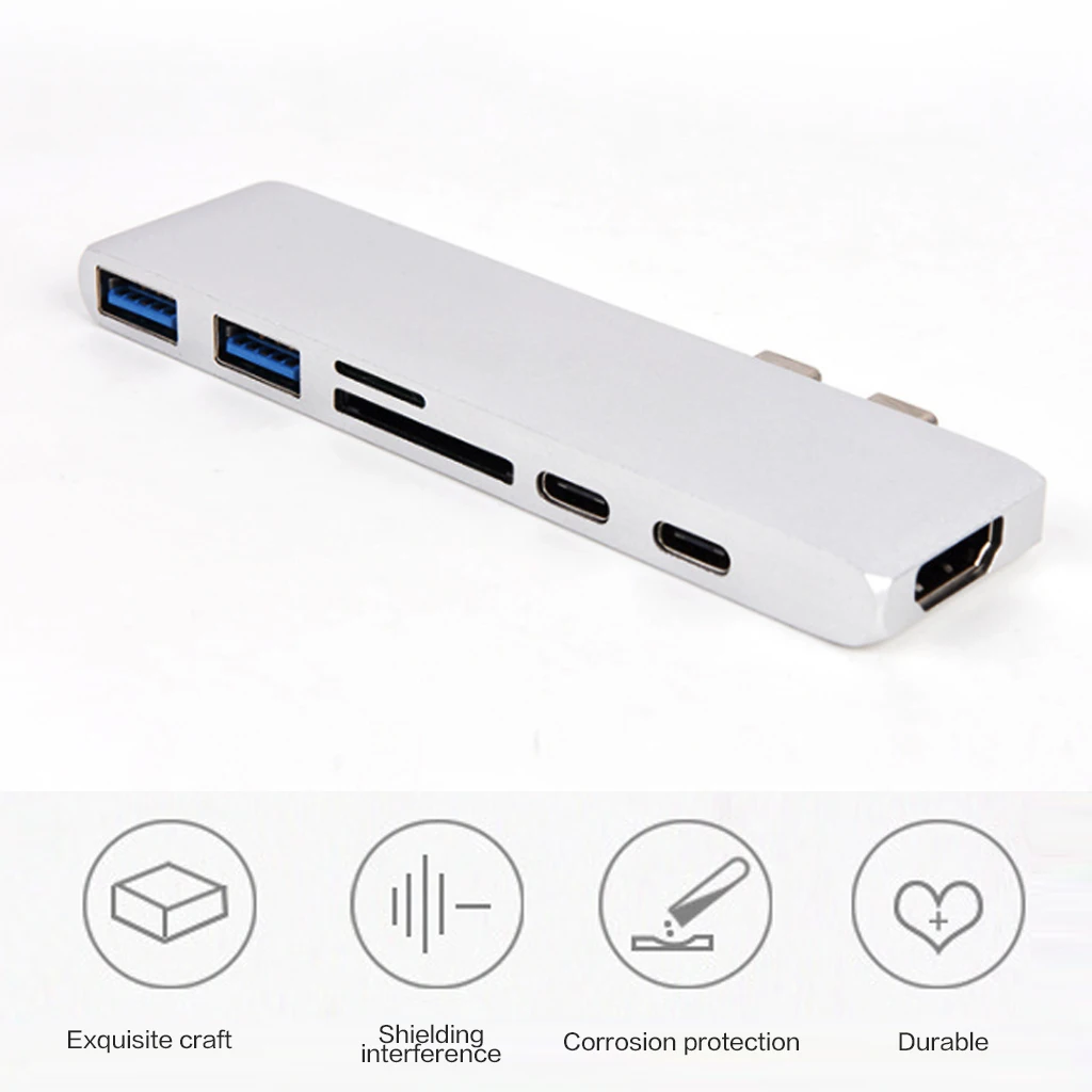 

Mosible USB 3.1 Type-C Hub To HDMI Adapter 4K Thunderbolt 3 USB C Hub With Hub 3.0 TF SD Reader Slot PD For MacBook Pro/Air 2018