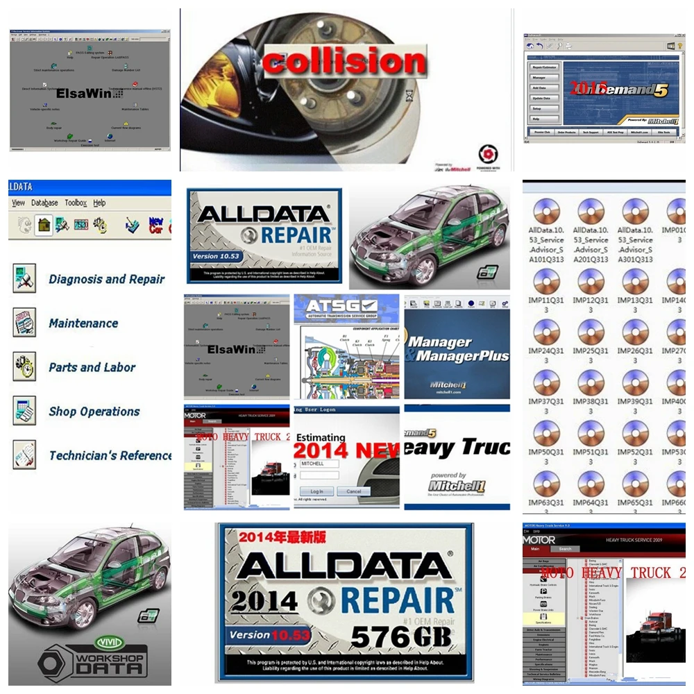 Горячее программное обеспечение для ремонта автомобилей Alldata V10.53 & OD5 все данные