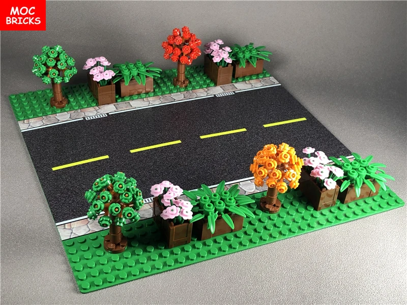 

2pcs/lot Baseplate Road 32x32 small studs Straight with Cobblestone pattern Educational Building Blocks DIY Toys for kids gifts