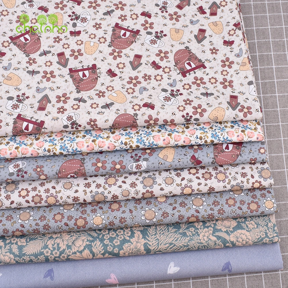 Chainho,Printed Twill Cotton Fabric,Bean Red Series,Patchwork Clothes,DIY Sewing Quilting Material For Baby&Children's Bedcloth