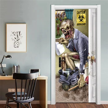 

Horror Wall Stickers, Zombie Print PVC Stickers Halloween Wall Posters for Bedroom Living Room party Decor Supplies Door sticker
