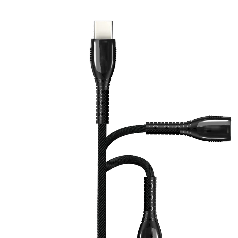 5А зарядный кабель для передачи данных usb type C, кабель USB для быстрой зарядки или Смартфон Xiaomi huawei с индикатором, светильник - Цвет: Black