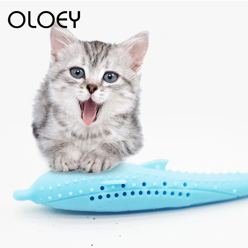 

Pet Cat Catnip Chew Toy Fish-Shaped Tooth Cleaning Tool Brush Bad Breath Tartar Teeth Care for Dog Cat Interactive Toy Supplies