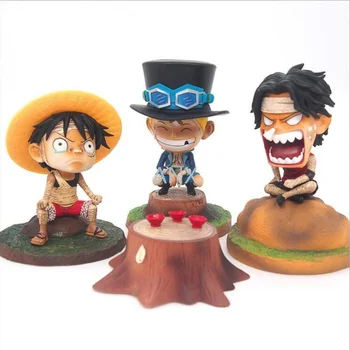 

15CM One Piece Luffy Ace Sabo Figure Action Anime Luffy's three brothers childhood Figure Toys Collection Model Toys Doll