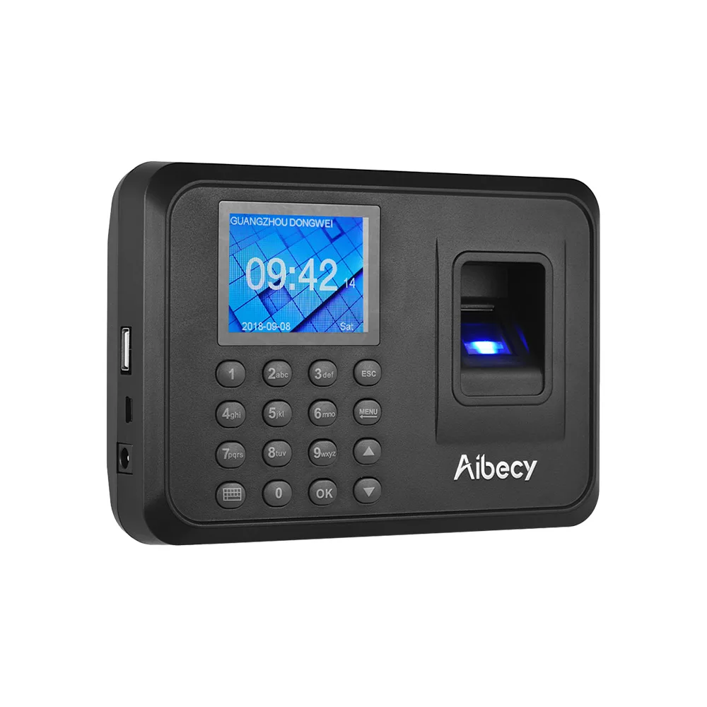 Aibecy биометрическая машина для регистрации паролей Многоязычная с 2,4 дюймовым ЖК-экраном Поддержка U диск для загрузки данных