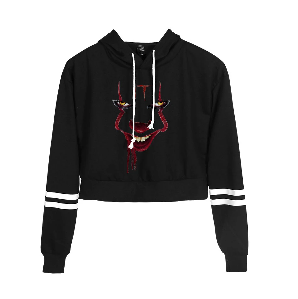 It Chapter 2 Navel hoody women aikooki новые модные популярные толстовки с принтом It Chapter 2 худи с высокой талией Черный Повседневный Топ