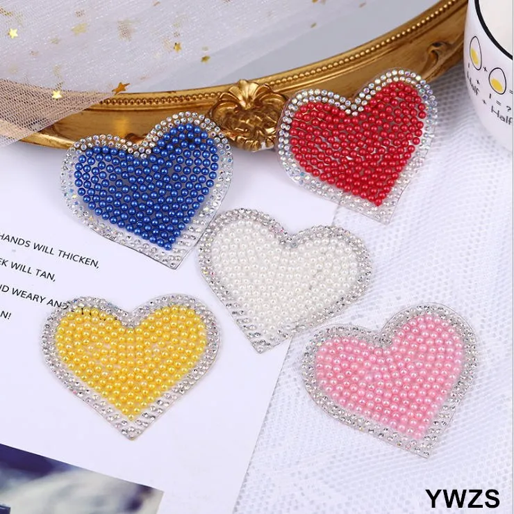 

New Arrival 10 pcs Beads Rhinestones Iron On Patches DIY Hotfix Motif Applique Garment Bag Shoe Decor Repair Accessory