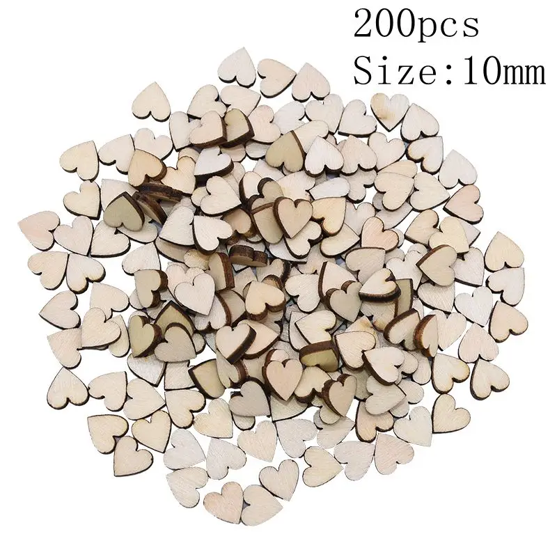 200pcs 10mm Любовь Сердце Деревянный конфетти стол разброс деревенская свадьба, дерево украшение стола DIY дерево ремесло деревянные ломтики диски Свадебные украшения - Цвет: 200pcs 10mm