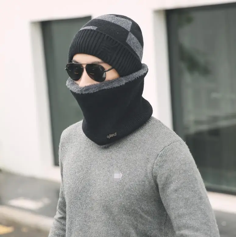 Зимняя шапка Skullies Beanies шапки зимние шапки для мужчин женский шерстяной шарф головные уборы, Балаклава маска Knitted шапка вязаная