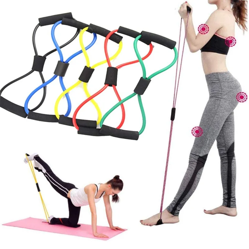 New Exercise Bands Gym Yoga Resistance Fitness Equipment Pull Rope 8 Word Chest 
