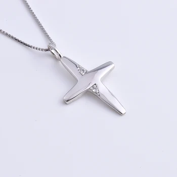

925 Sterling Silver Glossy Zircon Star Big Cross Female Pendants Necklaces For Women Long Chain Collar Fashion Jewelry