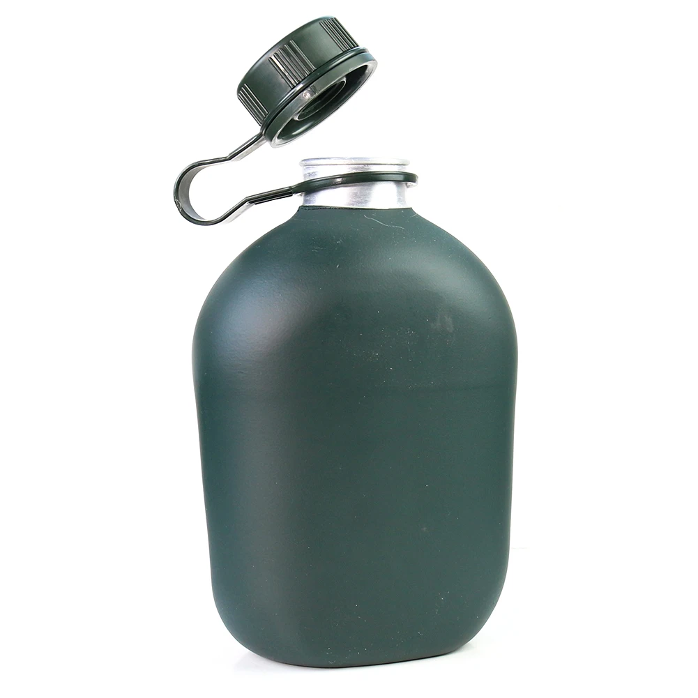 육군 힙 플라스크 물병 알루미늄 와인 냄비 군사 캔틴 캠핑 하이킹 생존 주전자 커버 야외 Drinkware 1L
