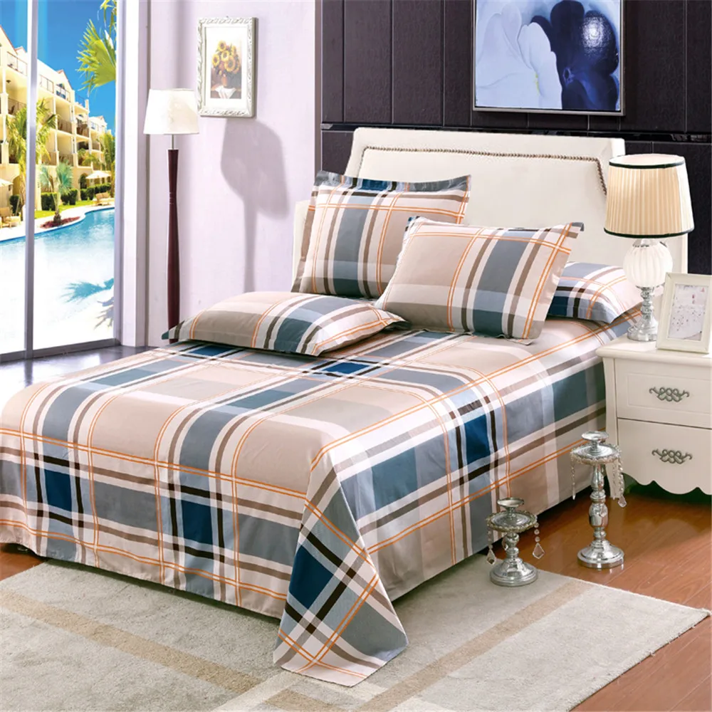 

Simple style Plaid Stripe plaid Bedding 100% Cotton 3Pcs twin full Queen King Bed Sheet modern Stripe geometric Bed Sheet Set