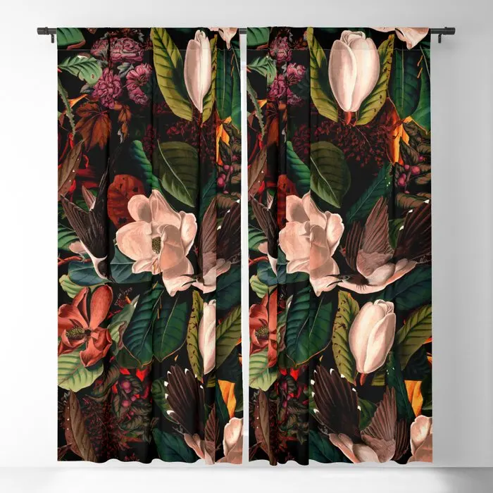 

FLORAL AND BIRDS XIV Blackout Curtains 3D Print Window Curtains for Bedroom Living Room Decor Window Treatments