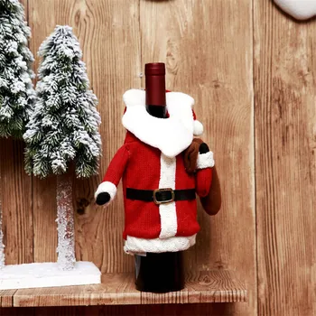 

Christmas Wine Bottle Decor Wool Santa Claus Clothes Western Restaurant Dress Up Supplie for New Year Dinner party #11.6