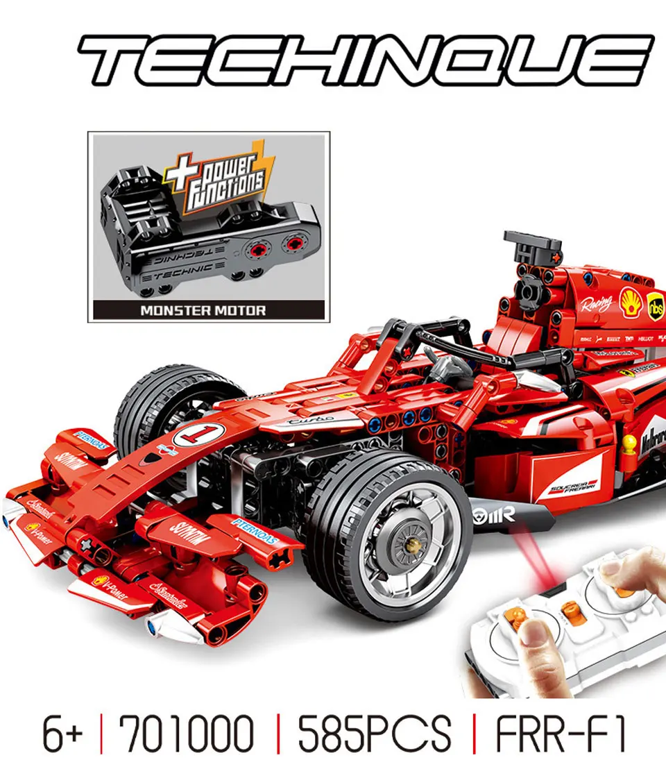 

For Legoing Technic FRR-F1 Red Formula Racing Christmas Car City Electric remote control Model Building Blocks Toys for Children