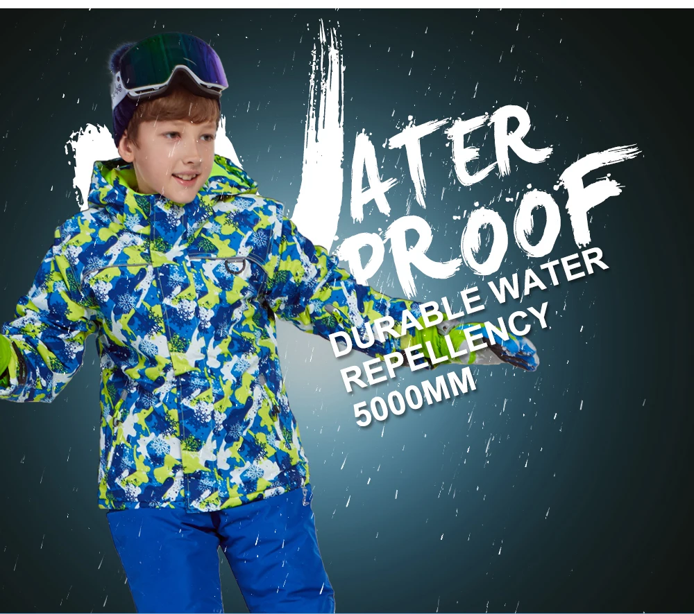 Комплект детской зимней одежды с детектором; ветрозащитная лыжная куртка+ брюки; детские зимние комплекты; теплый костюм для мальчиков; лыжные комплекты для мальчиков