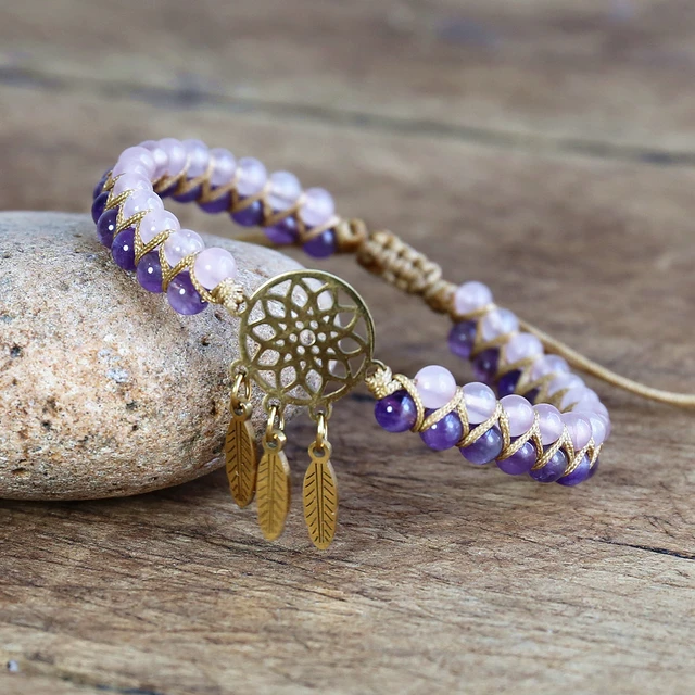Peace Catcher Sugilite Bohemian Dreamcatcher Bracelet Stone Hippie Tribal  Silver Native American Inspired - Etsy