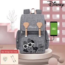 Sac à langer gris Disney pour bébé, sac à dos de voyage quatre saisons, poussette, poussette, grande capacité 