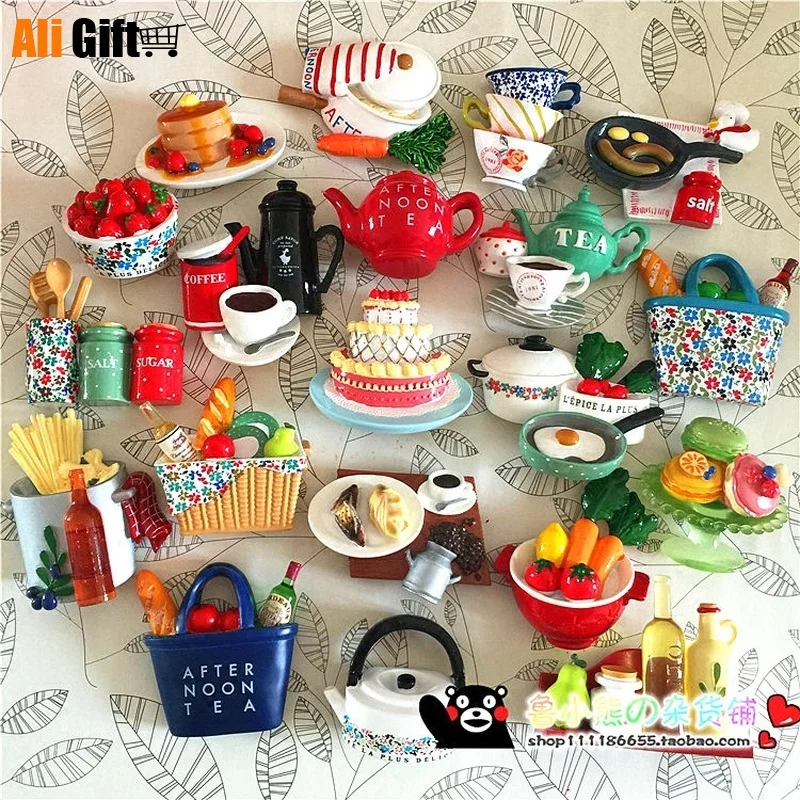 3D Resin Simulation Food Fridge Magnet Afternoon Tea Souvenir Kitchen Tool Decoration Message Post Sticker | Дом и сад