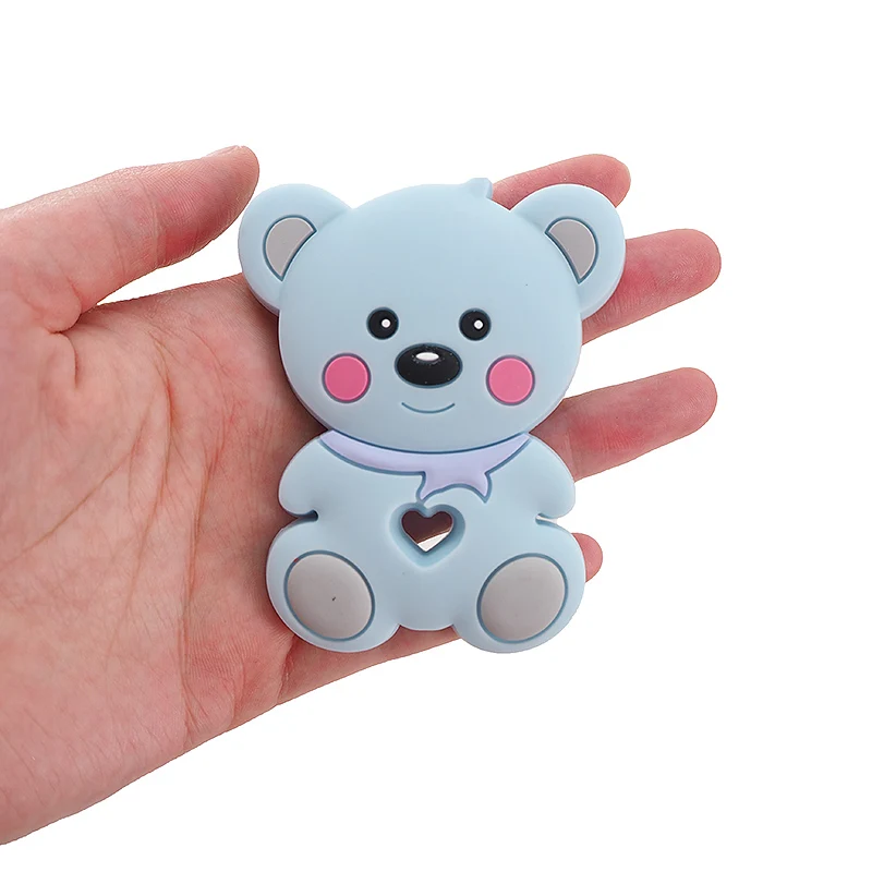 Chenkai 10 шт. силиконовый Teddy Teether детский мультяшный медведь Прорезыватель для зубов пищевой сорт для DIY жевания кормящих сосок цепи аксессуары