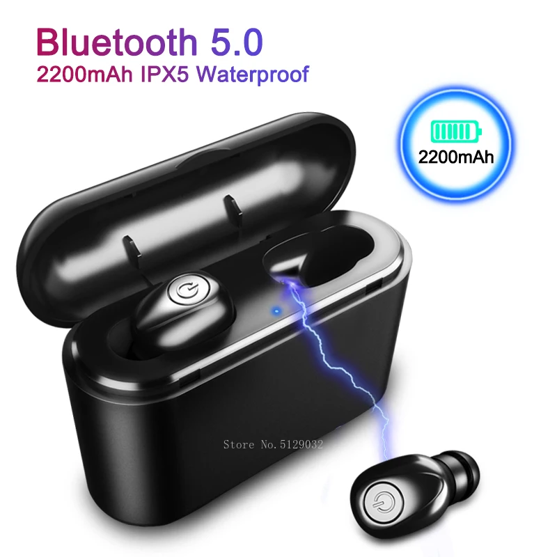 

X8 TWS True Bluetooth Earphone 5D Stereo Wireless Earbuds Mini TWS Waterproof Headfrees with Charging Box 2200mAh Power Bank