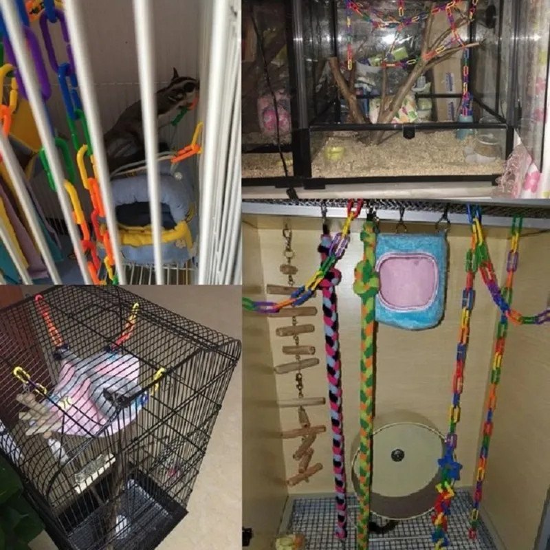 100pcs Bird BiteToys DIY Chain Plastic C-clips Hooks multicolor C-links Parrot Toy Stairs Pet Products for Parrots Parakeets 1