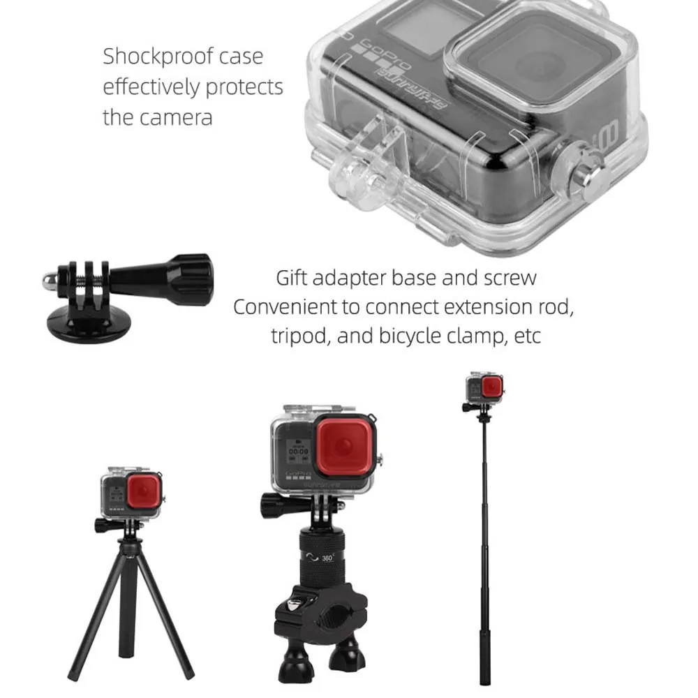 Подводный 60 м водонепроницаемый чехол силиконовый чехол для GoPro Hero 8 черный фильтр для дайвинга Красный Плавучий плавающий бар для камеры Gopro 8