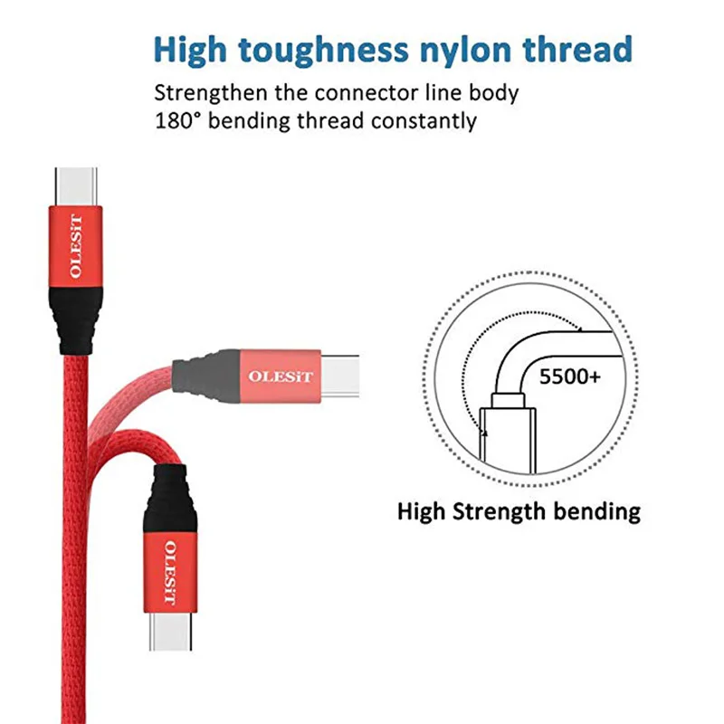 OLESiT Прочный Плетеный Нейлоновый usb type-C кабель для samsung Xiaom huawei usb type C зарядный кабель для передачи данных USB-C зарядное устройство C
