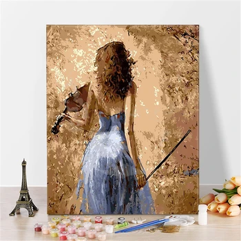 

Violin Girl Paintings By Numbers DIY Pictures Oil Coloring By Numbers Set Gift Drawing By Numbers Canvas Decor New Arrivals
