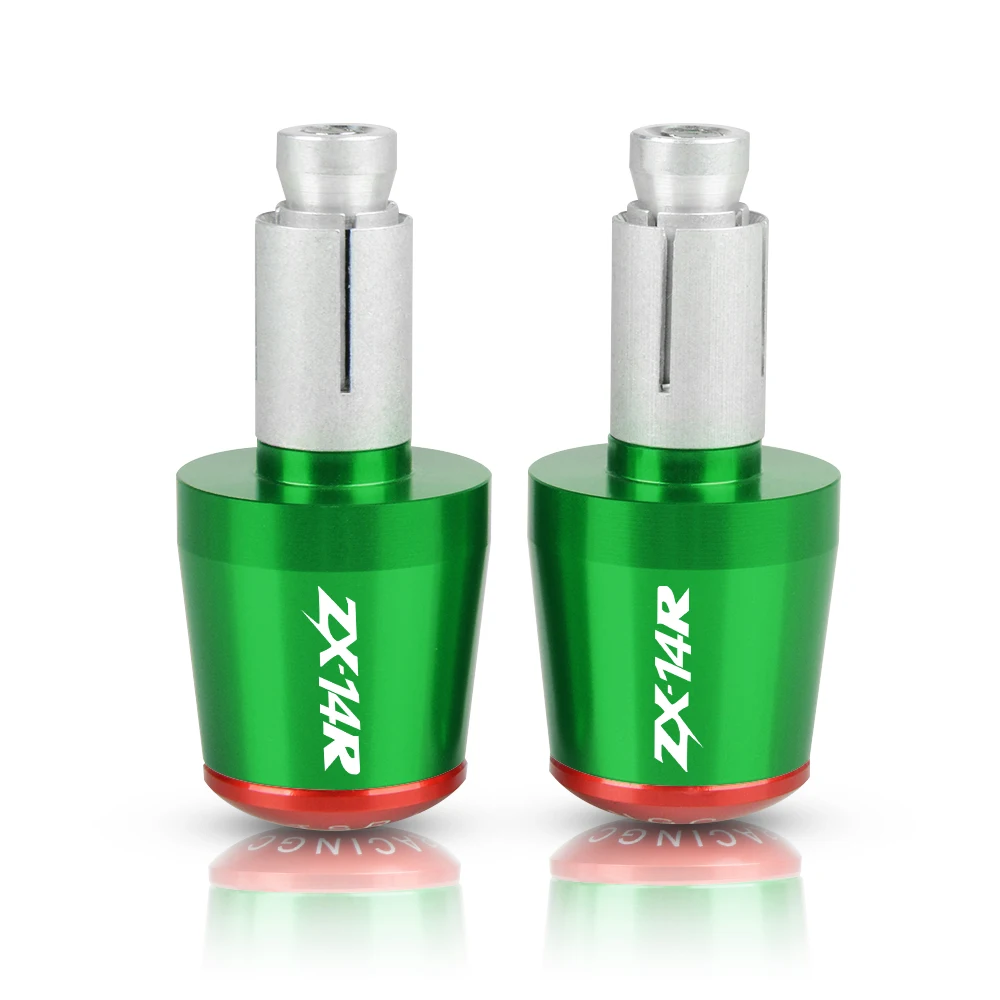 Green-Red 7/" 22 мм CNC алюминиевый мотоцикл бар Торцевая крышка Ручка Бар заглушки для Kawasaki ZX14R ZX-14R 2006 - Цвет: Green-Red