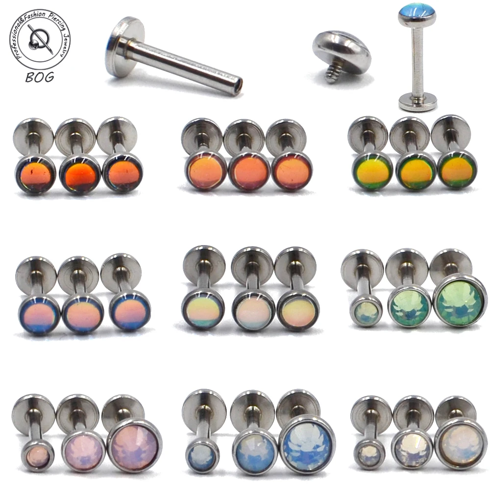 choose color 1pc Opal Ball Surgical Steel Internally Threaded Labret Monroe