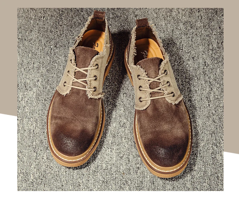 Коллекция года; сезон осень; мужская повседневная обувь из замши и джинсовой Ткани в стиле пэчворк; классические модельные туфли-оксфорды на шнуровке; удобная мужская обувь; Walkerpeak