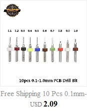 10pcs 0.5-3.175mm Titanium Coated PCB Milling Cutter Set Carbide CNC End Mills For Engraving Machine End Milling Cutter