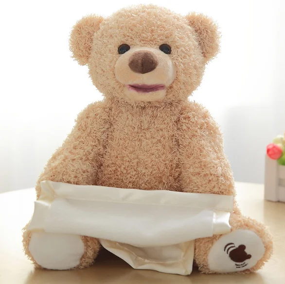 30 CM Cute Teddy Bear hide and seek Animated Stuffed Animal talking bear shy bear best birthday gift for kids