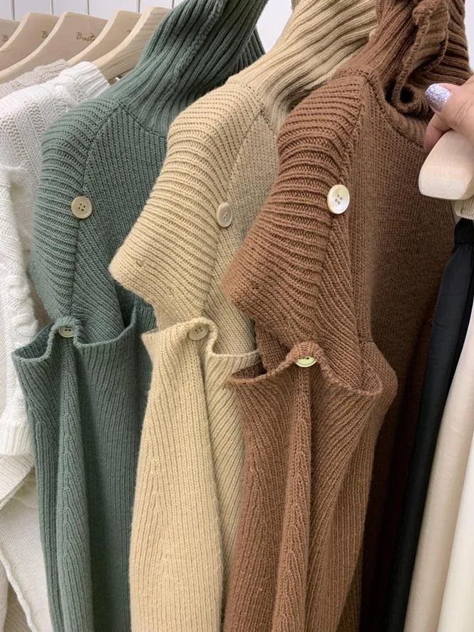 HAMALIEL High Street, Модный женский свободный пуловер, джемпер, корейский, Осень-зима, водолазка, вязаный, с открытыми плечами, толстый свитер