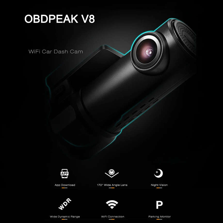 V8 Dash Cam, умный Автомобильный видеорегистратор, камера с управлением через приложение, Wifi, 1080 P, монитор парковки, ночное видение, видеорегистратор, регистратор