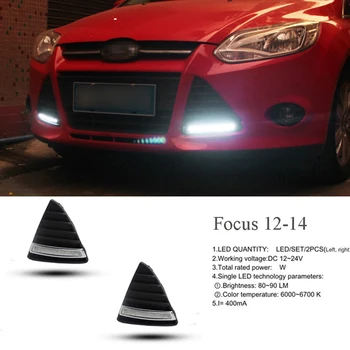 

ECAHAYAKU Car-styling 12V LED DRL Daytime Running Light Kits Turn signal Fog Lamp Hole Cover Lamp for Ford Focus 2012 2013 2014